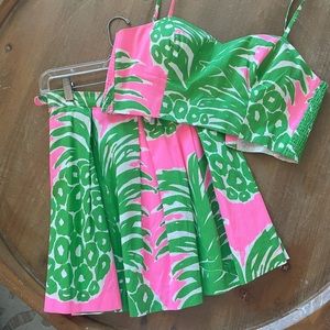 Lilly Pulitzer two piece skirt set with pineapples size 2